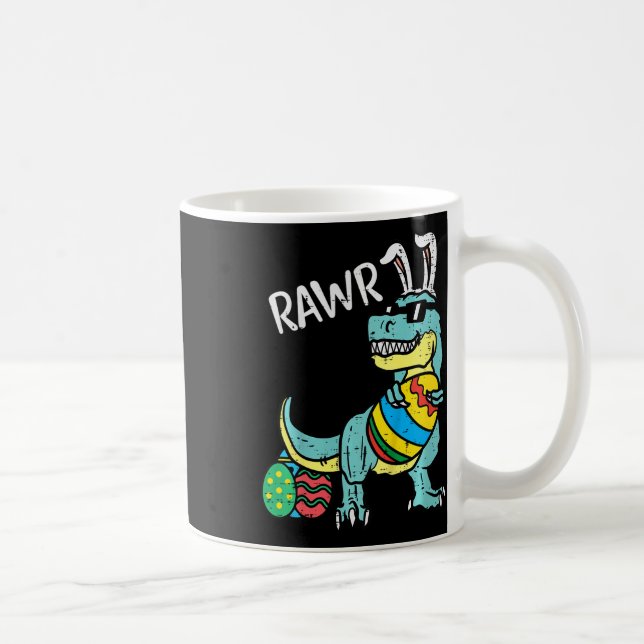 Caneca De Café Coelho de Páscoa Trex Crianças Rawr Meninos de Pás (Direita)