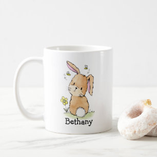 Caneca De Café Coelho e Abelhas Personalizados