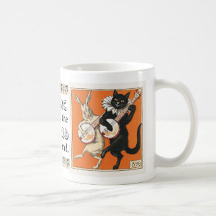 Caneca De Café Coelho e Gato Dançantes Musicais