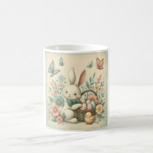 Caneca De Café Coelho e pintinho de Páscoa fofos e vintage