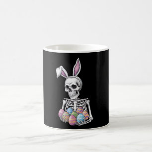 Caneca De Café Coelho Esqueleto Segurando Ovos de Páscoa Coelho D