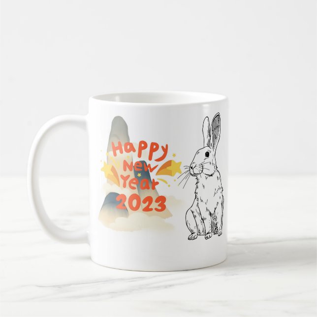 Caneca De Café coelho feliz ano novo, 2023 (Esquerda)