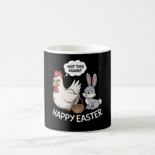 Caneca De Café Coelho Feliz de Páscoa Frango Não Isso Novamente