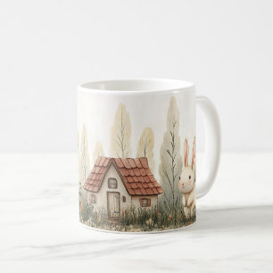 Caneca De Café Coelho Fofo, Cabana, Cogumelos Arte de Conto de Fa