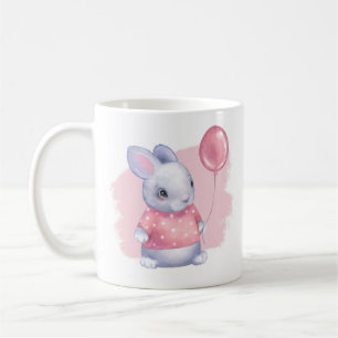 Caneca De Café Coelho Fofo com Balão Rosa
