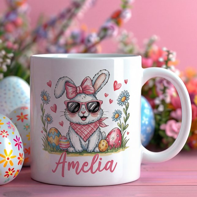 Caneca De Café Coelho Fofo com Óculos de Sol Personalizado Presen (Criador carregado)