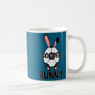 Caneca De Café Coelho fofo de futebol engraçado do coelho da Pásc