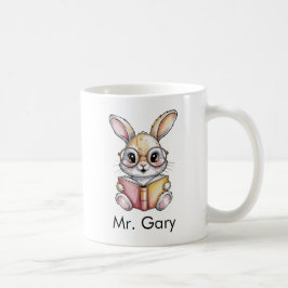 Caneca De Café Coelho Fofo Lendo um Livro Personalizado