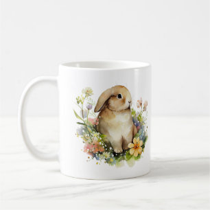 Caneca De Café Coelho precioso em uma Frota das Flores