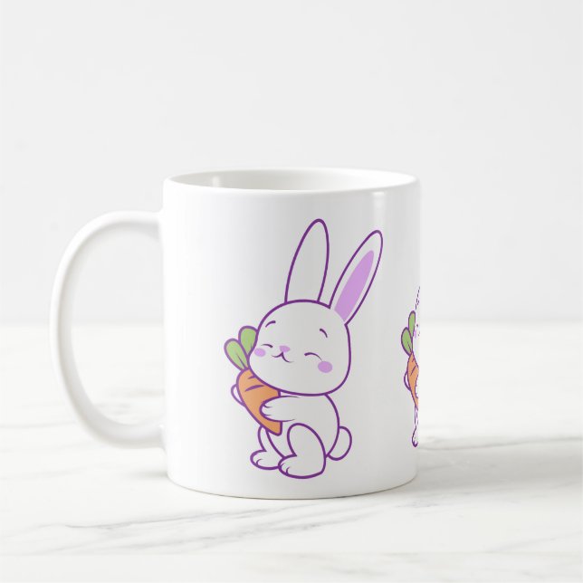 Caneca De Café Coelho Rouxinol Pastel Roxo Fofo (Esquerda)
