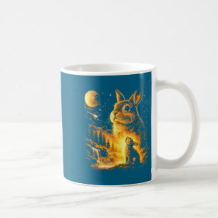 Caneca De Café Coelho uivando para a lua vintage animal anos 90