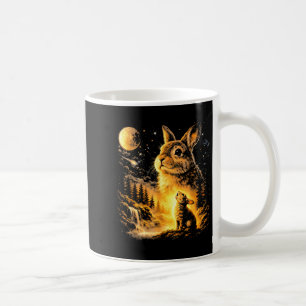 Caneca De Café Coelho uivando para a lua vintage animal dos anos 