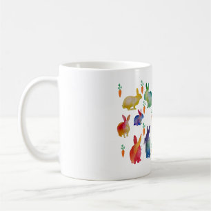 Caneca De Café Coelhos Aquarela Arte de Páscoa