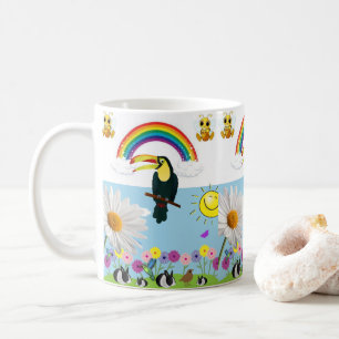 Caneca De Café Coelhos Arco-Íris-Papagaio-Papagaio