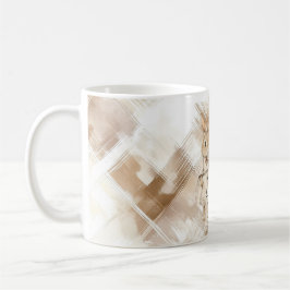 Caneca De Café Coelhos Coelhinhos de Listras Marrons Creme Rústic