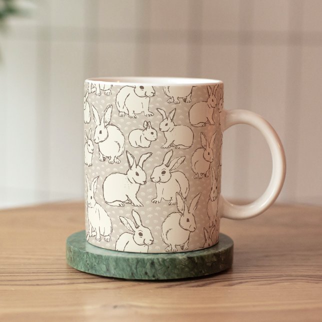 Caneca De Café Coelhos Coelhinhos fofinhos Bonanza - padrão. (Criador carregado)