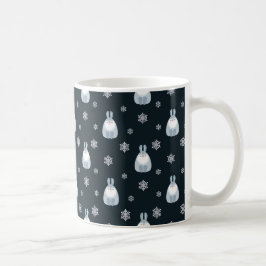 CANECA DE CAFÉ COELHOS DE FERIADO AZUIS E BRANCOS