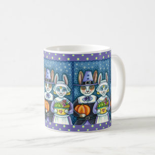 CANECA DE CAFÉ COELHOS DE PILGRIM, OBRIGADO A COLHEITA DE HARE, B