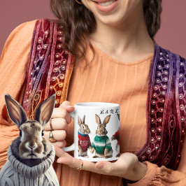 Caneca De Café Coelhos do Jumpers bonitinhos amantes de tricô
