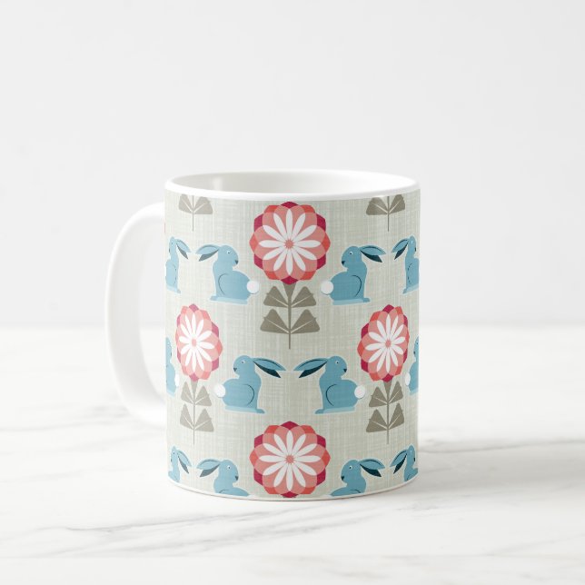 Caneca De Café Coelhos e Flores (Frente Esquerda)