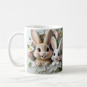 Caneca De Café Coelhos encantadores, celebração feliz de dias de 