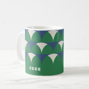 Caneca De Café Cof personalizado retrô-geométrico azul moderno