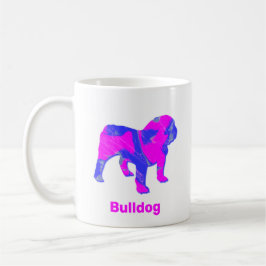 Caneca De Café Cof White do Buldogue Inglês Rosa Quente e Abstrat