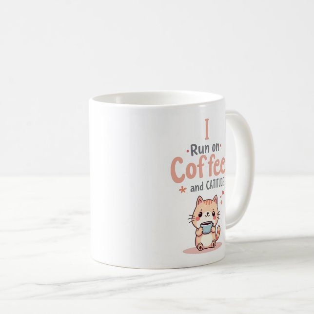 Caneca De Café Coffee and Cattitude Funny Cat Mug (Frente Esquerda)