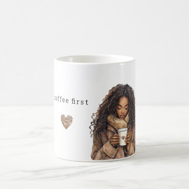 Caneca De Café Coffee Beans Heart Cream Brown Female (Centro)