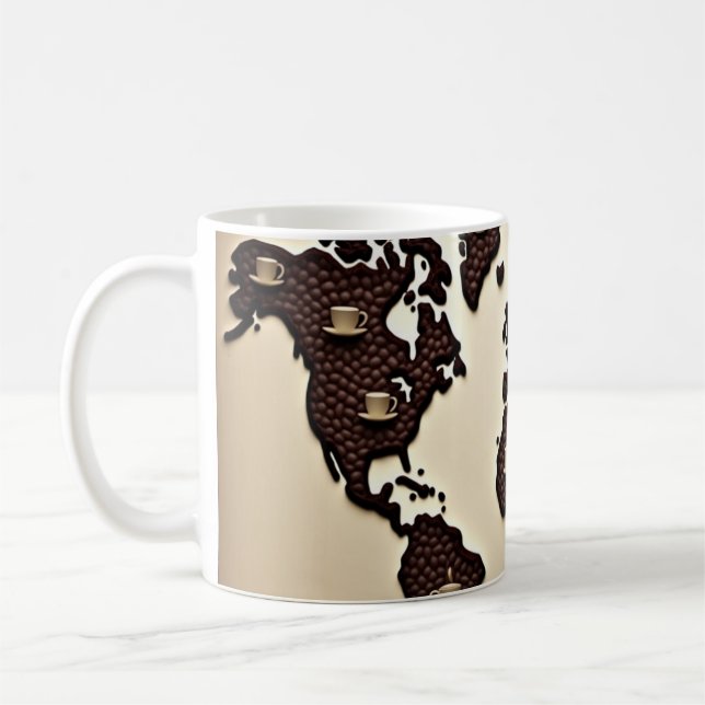 Caneca De Café Coffee beans map design (Esquerda)