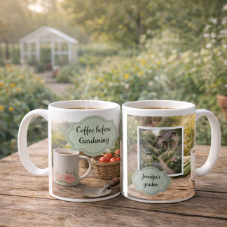 Caneca De Café Coffee before gardening morning garden photo
