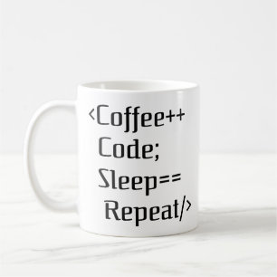 Caneca De Café Coffee+ Code; Sleep==Repetir Engraçado programad
