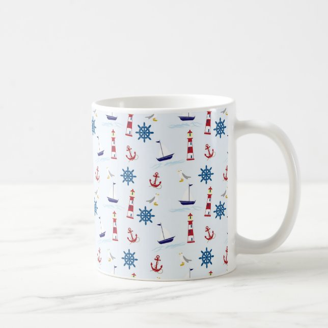 Caneca De Café Coffee Cu - Ancoragem Oceânica e Faróis Náuticos (Direita)