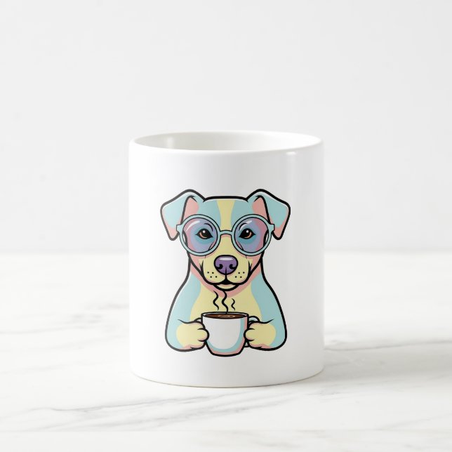 Caneca De Café Coffee Dog with Glasses – Cute Whimsical Illustrat (Centro)