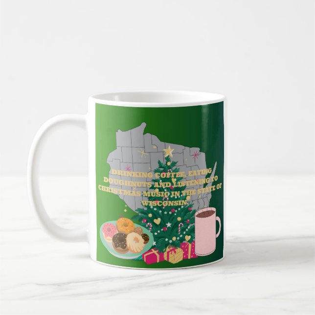 Caneca De Café Coffee, Donuts and Christmas Music in Wisconsin  (Esquerda)