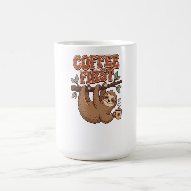 Caneca De Café Coffee First Funny Sloth Mug (Centro)