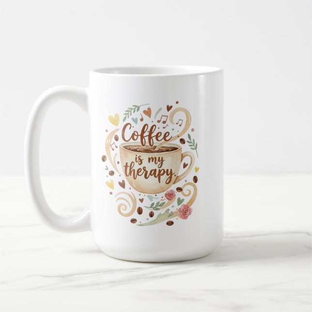 Caneca De Café Coffee Is My Therapy Mug Funny Coffee Cup (Esquerda)