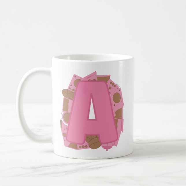 Caneca De Café Coffee Letter A: Monogram Initial  (Esquerda)