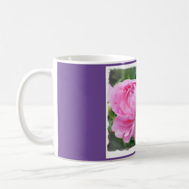 Caneca De Café Coffee Mug com fotografia de Peonies Rosa (Esquerda)