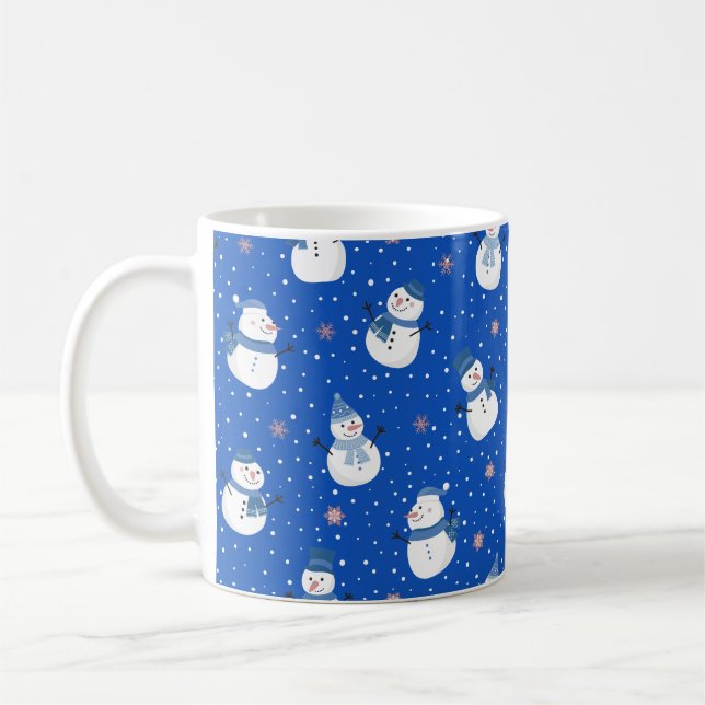 Caneca De Café Coffee Mug de Natal Azul com Snowmen (Esquerda)