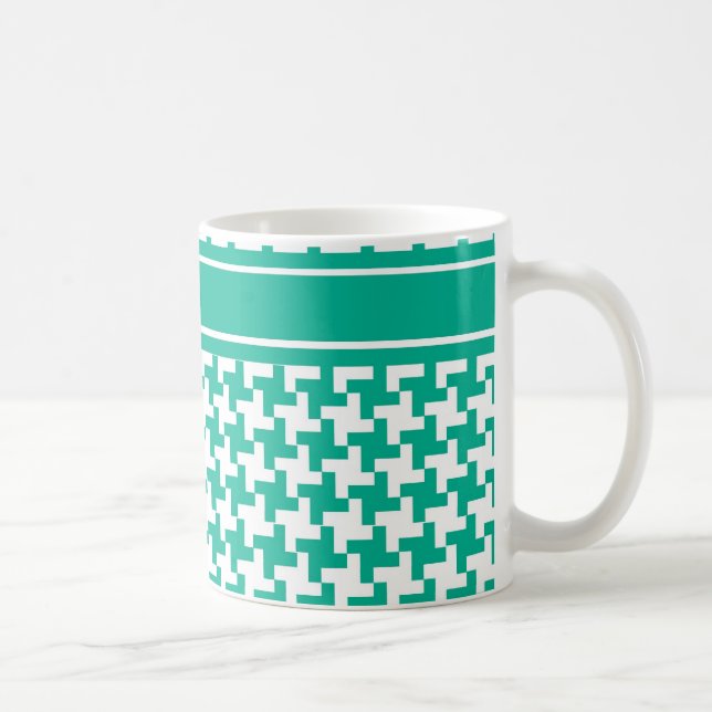 Caneca De Café Coffee Mug, Emerald Green Dogtooth Check (Direita)