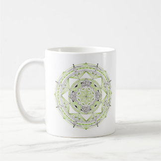 Caneca De Café Coffee Mug Original Mandala Design 2-sided Green