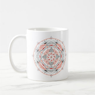 Caneca De Café Coffee Mug Original Mandala Design 2-sided Red