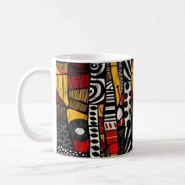 Caneca De Café Coffee Mug, Padrão Tribal Africano (Esquerda)