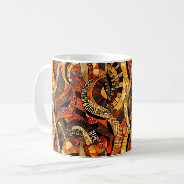 Caneca De Café Coffee Mug, Padrão Tribal Africano (Frente Esquerda)