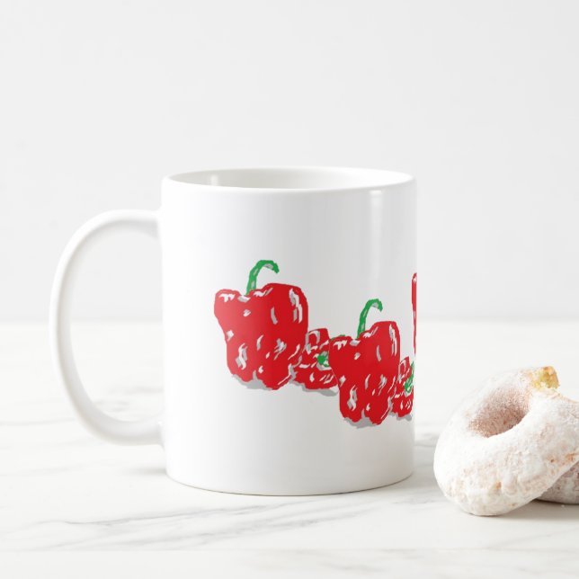 Caneca De Café Coffee Mug : Peppers Vermelhos (Com Donut)