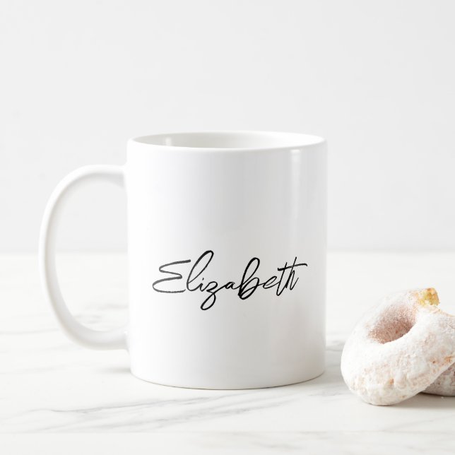 Caneca De Café Coffee Mugs Elegante Seu Nome De Script Modelo (Com Donut)