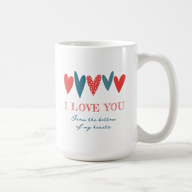 Caneca De Café Coffee Name Heart Red Teal Coffee Mug (Direita)
