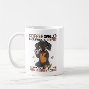 Caneca De Café COFFEE Ortografado para Trás é EEFFOC Doberman Dri