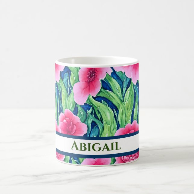 Caneca De Café Coffee Personalizado Floral Por Aquarela (Centro)